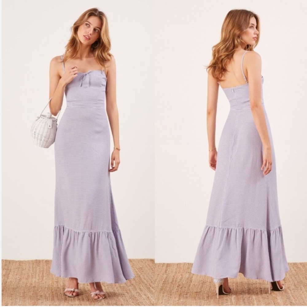 Reformation Prairie Maxi ruffle Dress in Jane Gingham Size 4